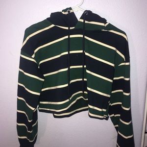 zaful striped cropped hoodie
